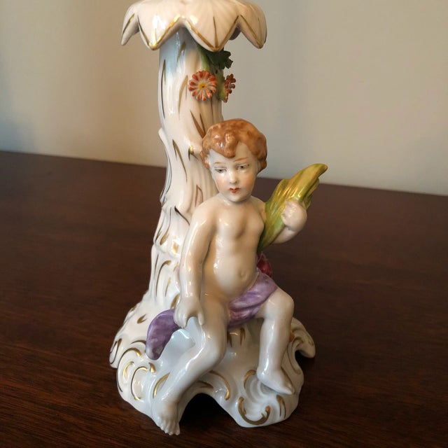 Ceramic Early 20th Century German Porcelain Centerpiece Bowl and Candle Holders - 3 Piece Set For Sale - Image 7 of 13