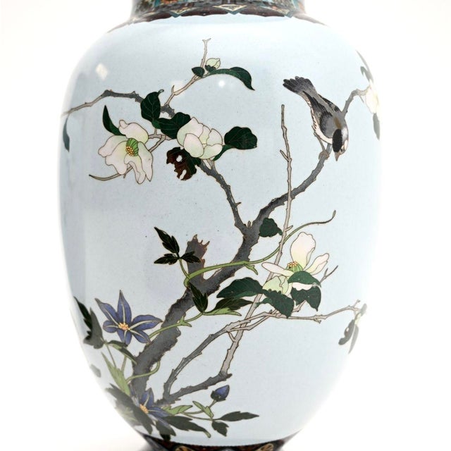 White Vintage Japanese Cloisonne Vases, 1950, Set of 2 For Sale - Image 8 of 11