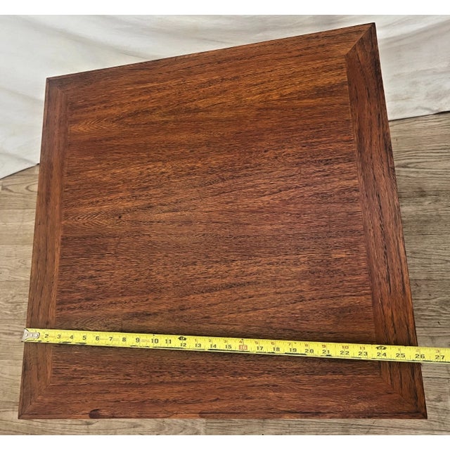 1960s MCM Ming Style Wood Coffee / End Table With Open Geometric Fretwork Lower Shelf For Sale - Image 9 of 12