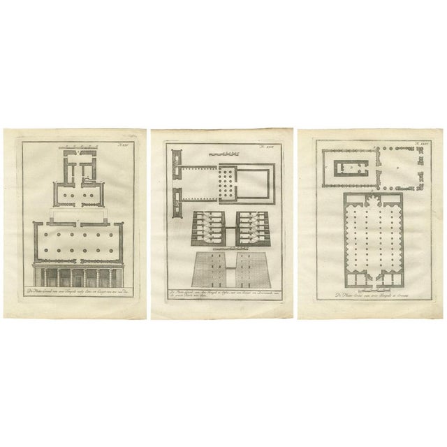 Ancient Egyptian Temple Plans, 1776, Paper, Set of 3 For Sale - Image 10 of 10