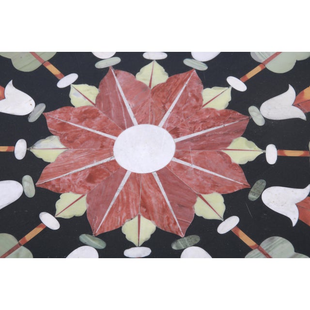 Antique Large Octagonal Italian Pietra Dura Floral Mosaic Inlay Table For Sale - Image 9 of 11