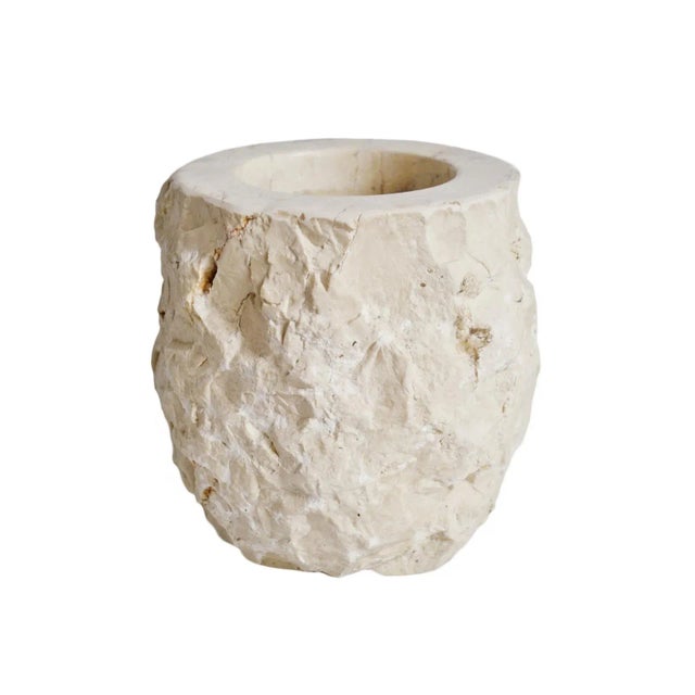 Vintage Chiseled Travertine Container Small For Sale In Los Angeles - Image 6 of 6