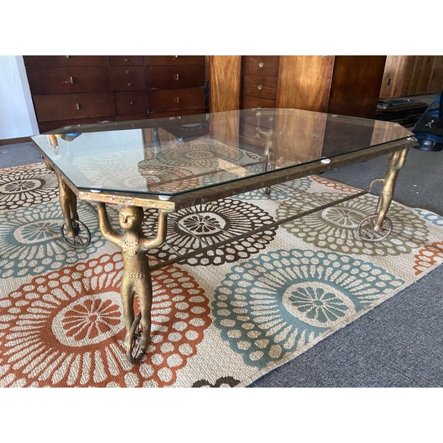 Metal 1950s Androgynous Figural Cast Iron Gueridon Coffee Table After Alberto Giacometti For Sale - Image 7 of 12
