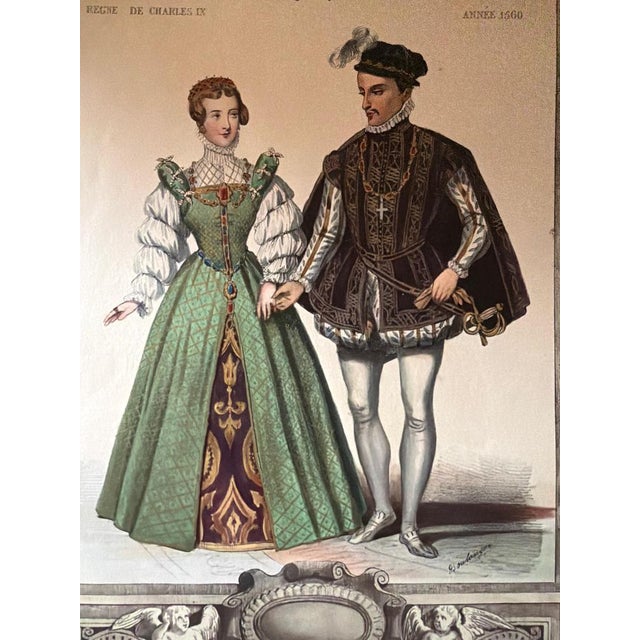 Court Costume Royal Couple, 1847, Lithograph For Sale - Image 6 of 10