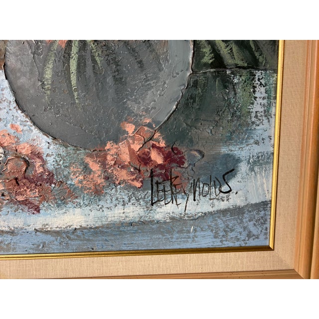 1980's Lee Reynolds Tropical - Coastal Garden Landscape Painting, Framed For Sale - Image 9 of 13