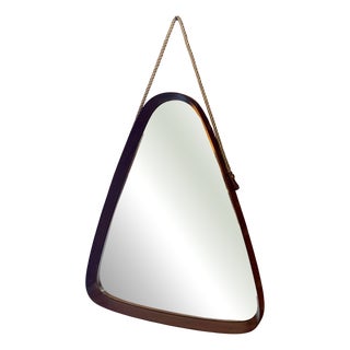 Vintage Triangular Teak Mirror, 1960s For Sale