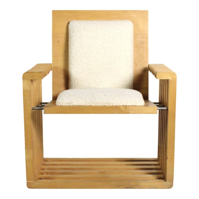 Vintage Postmodern Sculptural Studio Made Chair With Parallel Stacked Base For Sale