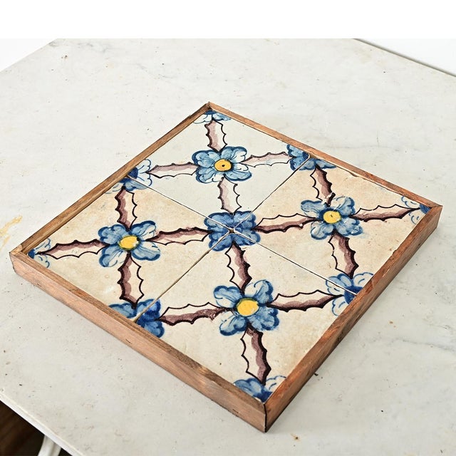 Framed Set of 18th Century Portuguese Tiles For Sale In Baton Rouge - Image 6 of 7
