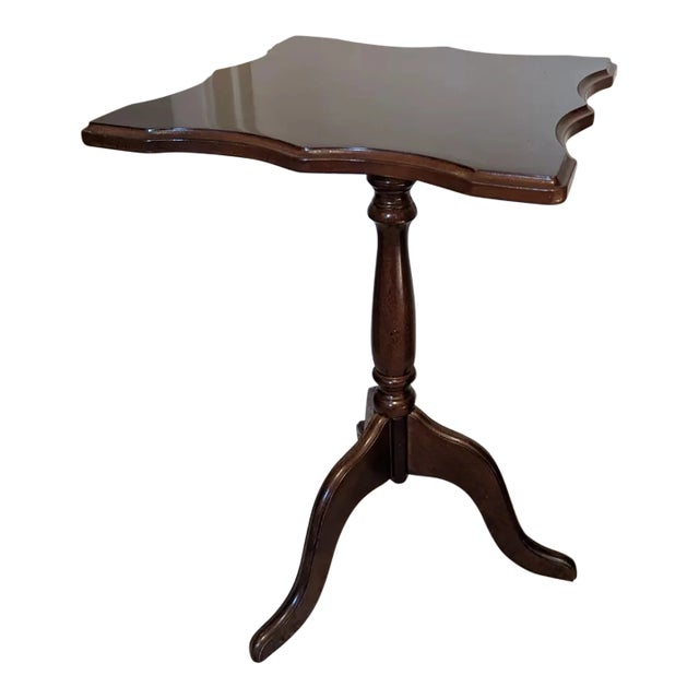 1990s Vintage Bombay Company Wood Accent Tilt Square Side Table For Sale