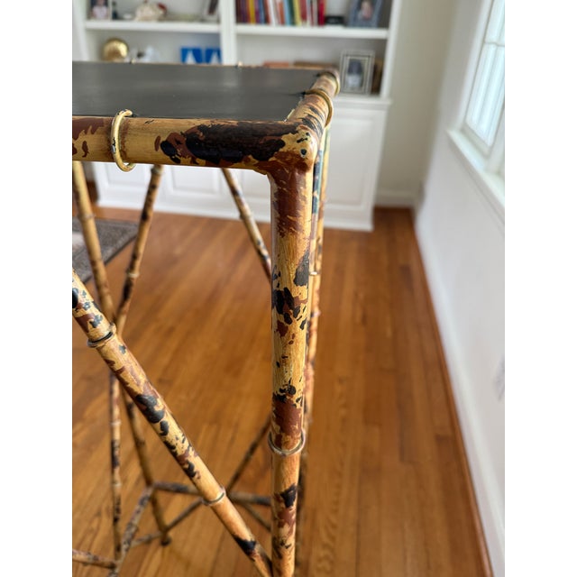 Metal Vintage Faux Tortoise Metal Bamboo Plant Stand For Sale - Image 7 of 10