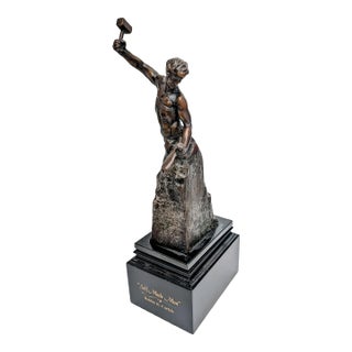 1950s Bronze Sculpture 'Self Made Man" by Bobbie Carlyle on Marble Base For Sale