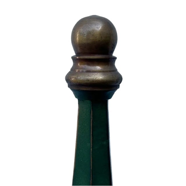 Mid 20th Century Tall Vintage Mid Century Neoclassical Bronze & Brass Green Verdigris Obelisk Decorative Architectural Element For Sale - Image 5 of 5