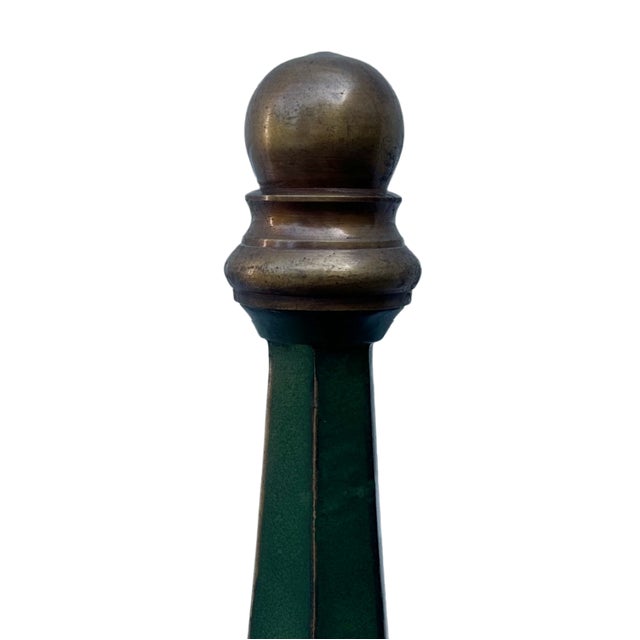 Mid 20th Century Tall Vintage Mid Century Neoclassical Bronze & Brass Verdigris Obelisk For Sale - Image 5 of 5