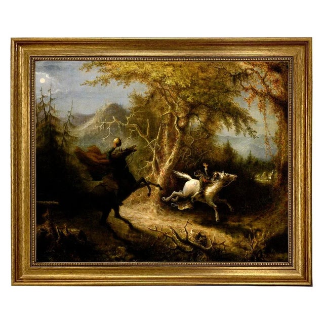 Headless Horseman Pursuing Ichabod Crane Oil Painting Print on Canvas- a 16" X 20" Framed to 21-1/2" X 25-1/2" For Sale - Image 4 of 4