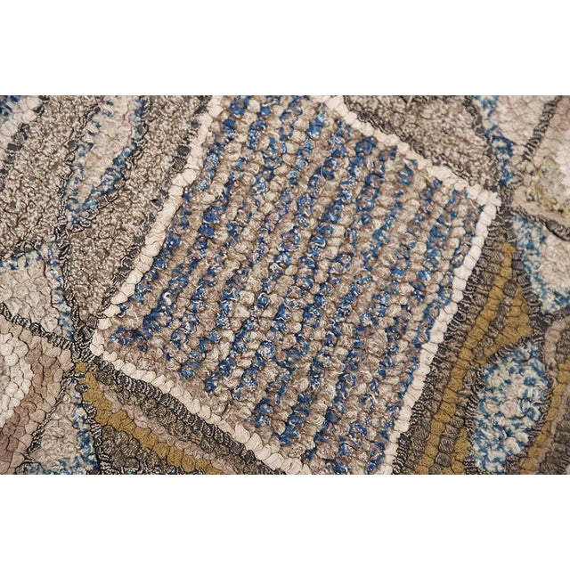 Brown 3'x4' Vintage American Hooked Rug | Geometric Small Hooked Area Rug For Sale - Image 8 of 10