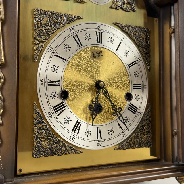 Brown Tempus Fugit Mechanical Table Clock with Lion Feet from Walt For Sale - Image 8 of 17