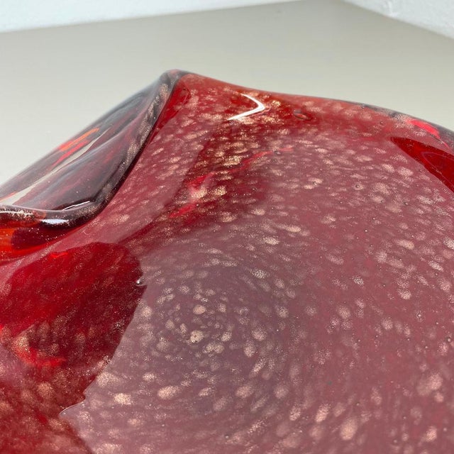 Red Murano Glass Shell Bowl with Gold Dust, Italy, 1970s For Sale - Image 10 of 18