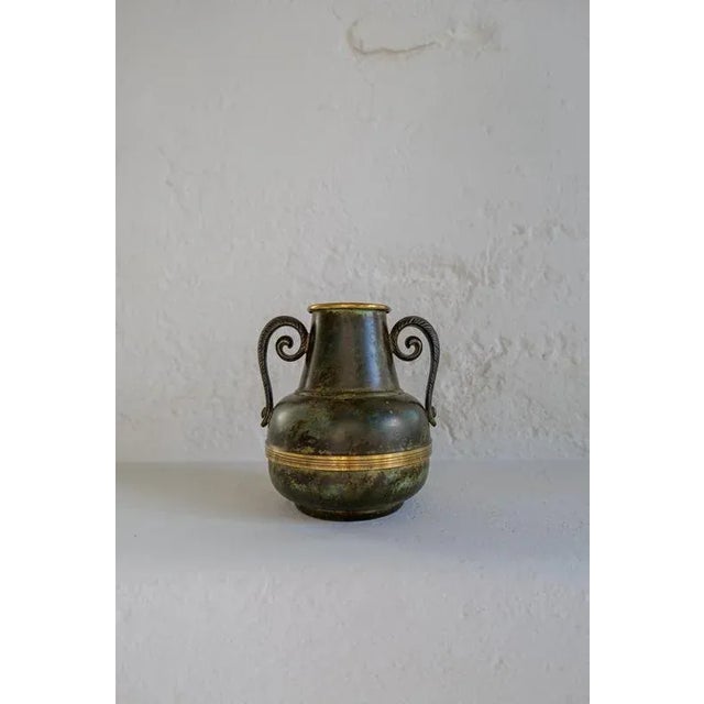 1940s Art Deco Vase in Bronze and Brass from SVM Handarbete, 1940s For Sale - Image 5 of 13