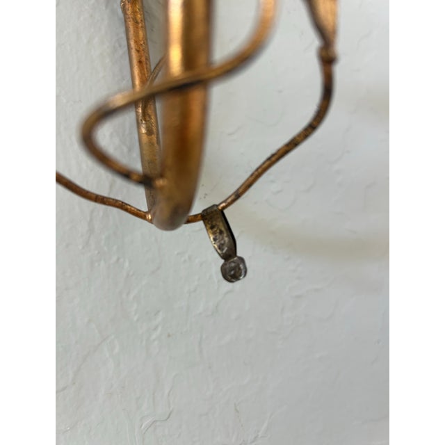 1950s 1950s Italian Florentine Tole Candle Sconce Wheat Motif For Sale - Image 5 of 9