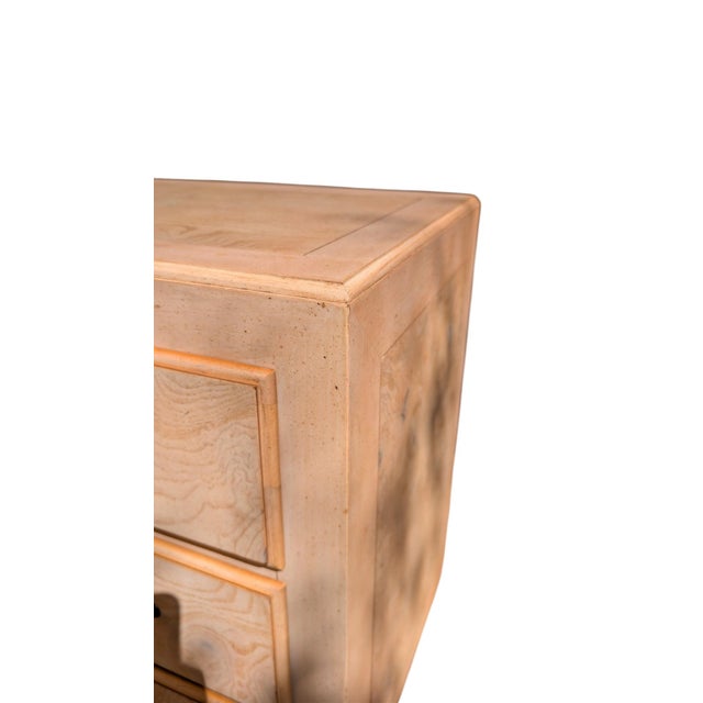 Hekman Furniture Vintage Hekman Blond 3-Drawer Bedside Chest With Bookmatched Figured Veneer For Sale - Image 4 of 18