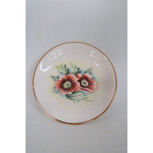 Mid 20th Century Porcelain Trinket Dishes Set of 7 With Hand Painted Flowers and Gold Trim 4872b For Sale - Image 5 of 12