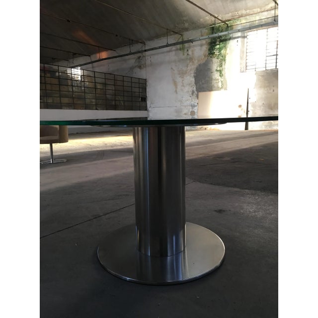 Glass Mid-Century Modern Italian Chromed Base Dining Table, 1970s For Sale - Image 7 of 11