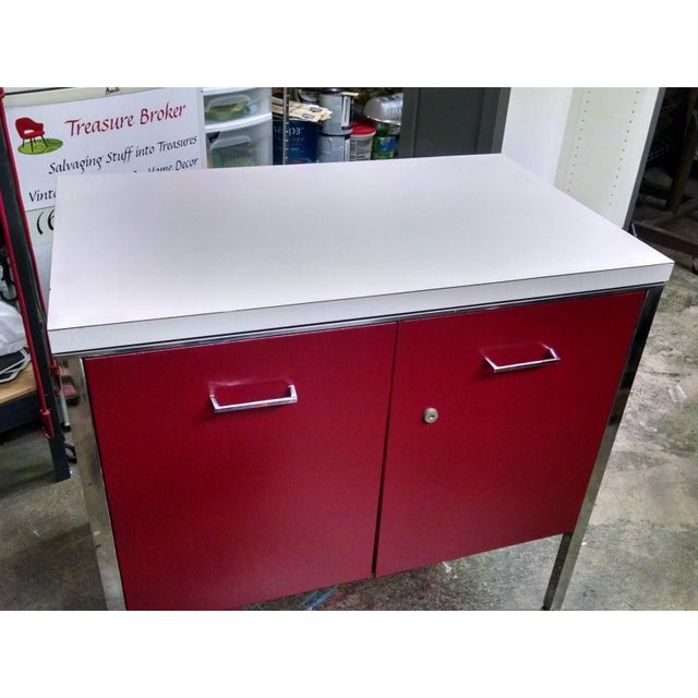 Vintage Red Metal Cabinet Chairish