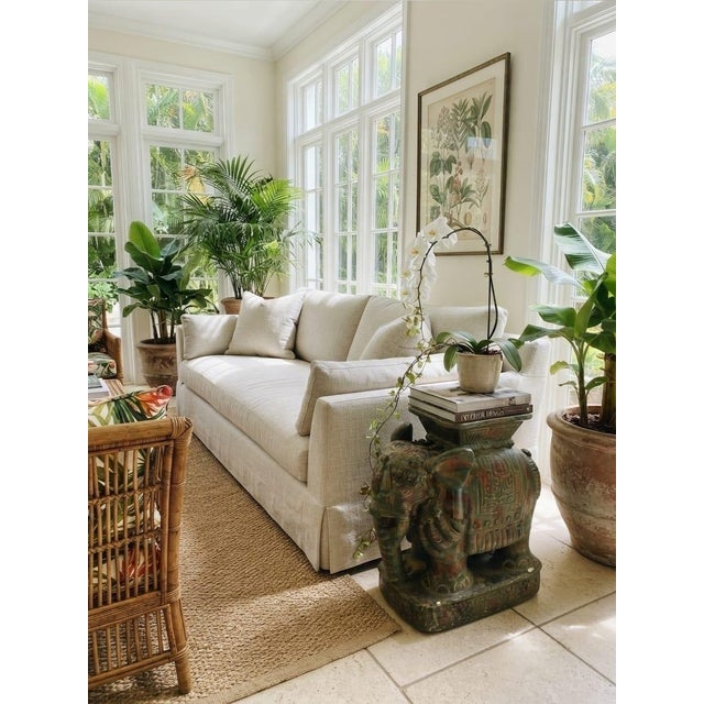 Majestic Vintage Distressed Ceramic Elephant Garden Seat For Sale - Image 11 of 12