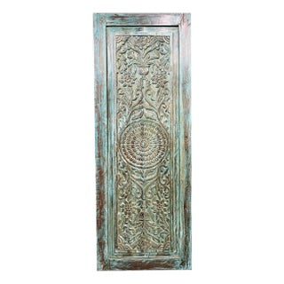 Vintage Doors Lotus Mandala Carved Wood Farmhouse Sliding Doors 80 For Sale