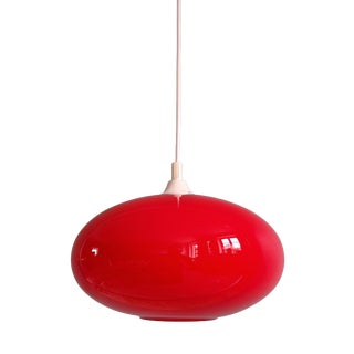 Vintage Red Opaline Glass Pendant Light, 1960s For Sale