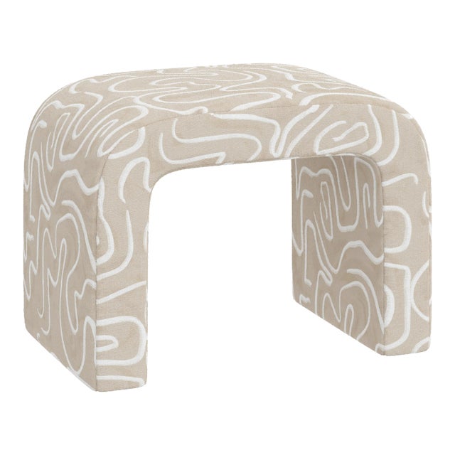 Lulu Waterfall Ottoman in Evelyn Natural For Sale