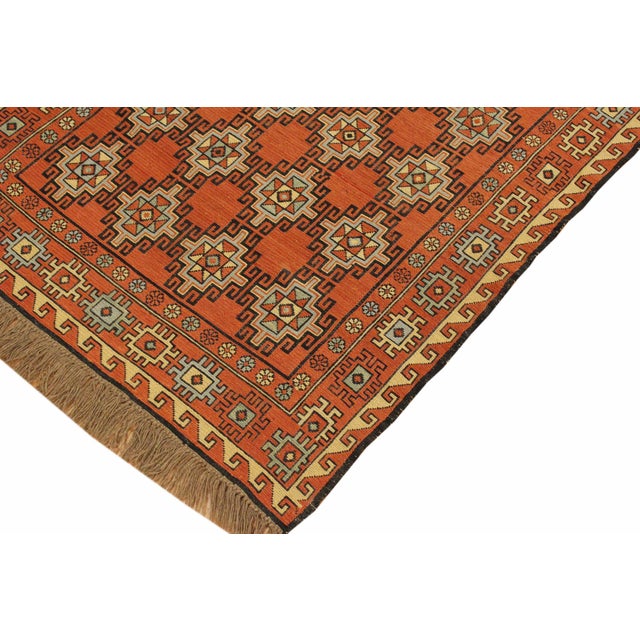 Rustic Soumak Orange/Beige Wool Rug - 3'1'' X 5'0'' For Sale - Image 4 of 10