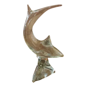 Circa 1970 Italian Mid Century Modern Glass Shark Sculpture After Ferro & Lazzarini