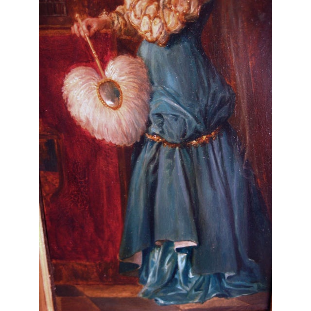 Portrait of a Lady Holding a Bird French Oil Painting Alfred Henri Darjou For Sale - Image 11 of 17