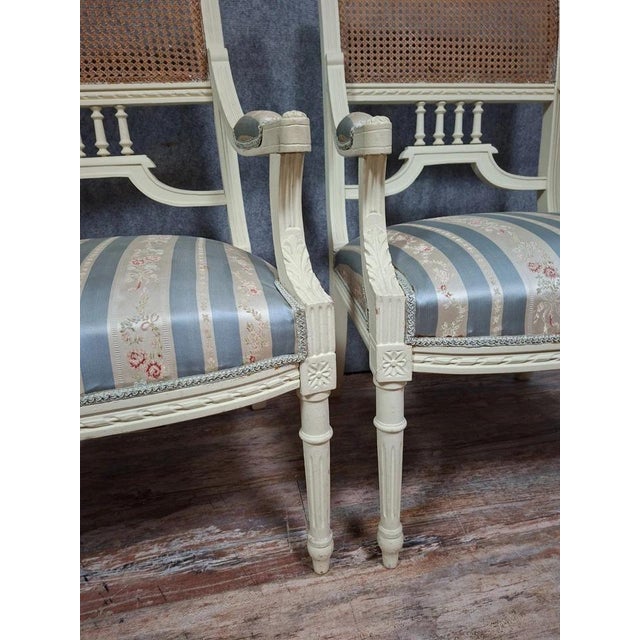 Louis XVI Cane Armchairs, 1880s For Sale - Image 6 of 10