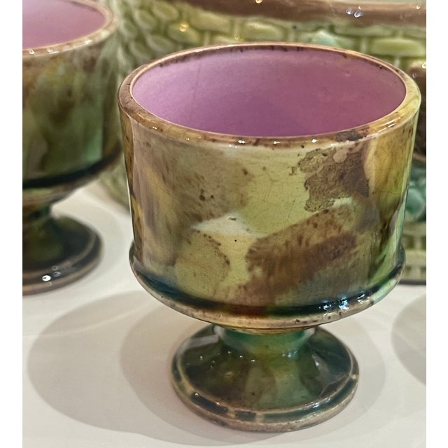 Ceramic Antique English Majolica Egg Cup Caddy Cruet Set - 5 pcs For Sale - Image 7 of 12
