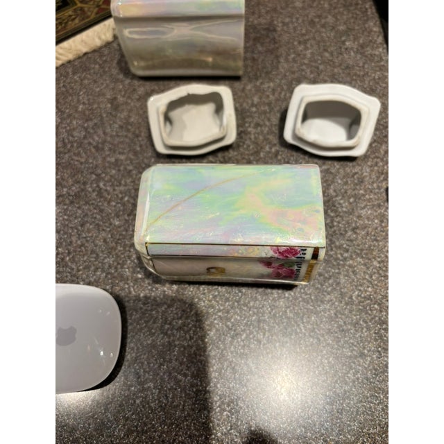 Vintage German Iridescent Lusterware Kitchen Canister Set For Sale - Image 14 of 18