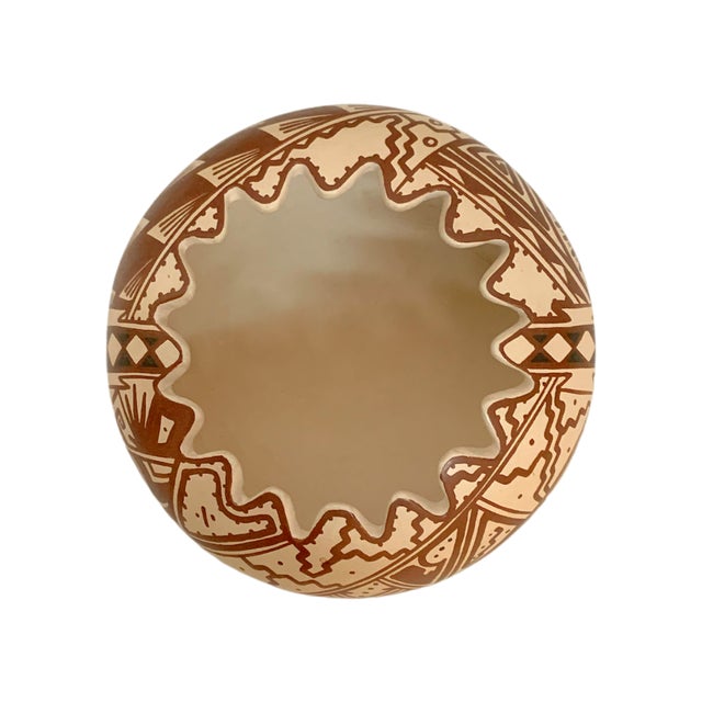 Mid 20th Century Vintage Southwestern Geometric Pottery Bowl With Hand-Painted Tribal Motifs For Sale - Image 5 of 7