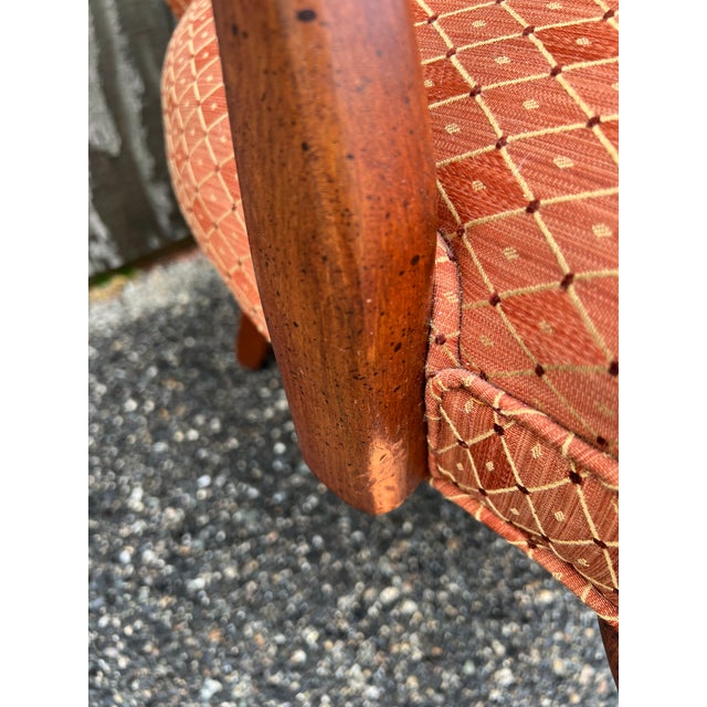 Orange Pair of Vintage Queen Anne Style Upholstered Arm Chairs For Sale - Image 8 of 17