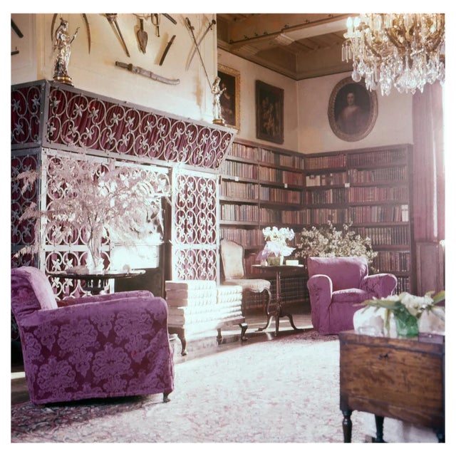 Noble Interior with Library in a Hotel, USA / Canada, 1962 / 2020s, Photograph For Sale