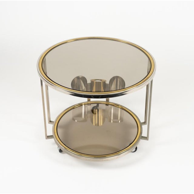 Mid-Century Serving Cart in Brass, Chrome and Glass, Italy, 1970s For Sale - Image 3 of 18