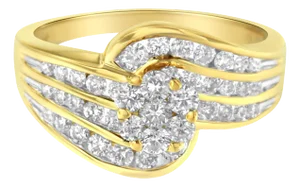 14K Yellow Gold Diamond Cocktail Bypass Ring (1 1/2 Cttw, H-I Color, SI2-I1 Clarity) - Size 8-1/2