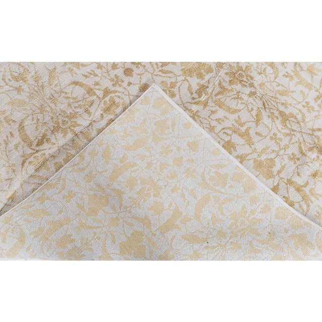 Modern Damask -Vine Soft Beige With Gray Silk Rug "Ornata" by Doris Leslie Blau For Sale - Image 4 of 7