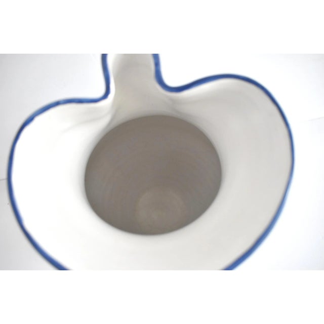 Blue Vintage Large Czech Blue and White Ceramic Pitcher For Sale - Image 8 of 10