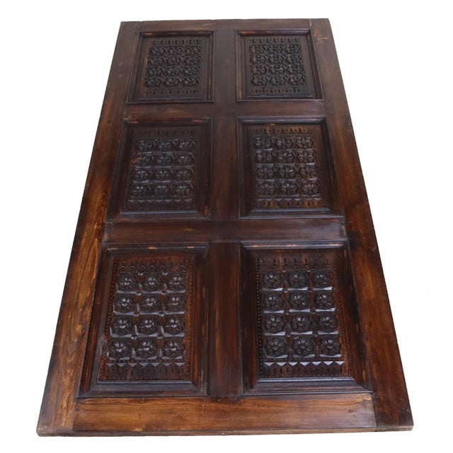 Handmade and Handcarved Sliding Door Panel, Nuristan, Afghanistan, 1920s For Sale - Image 6 of 11