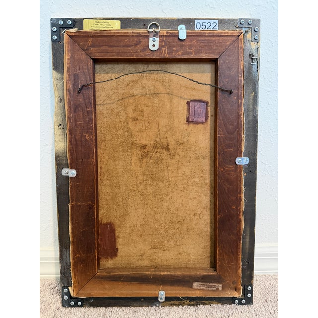 Antique Oil Painting Genre Scene Man With Pipe Child Interior Gilt Frame For Sale In Jacksonville, FL - Image 6 of 6