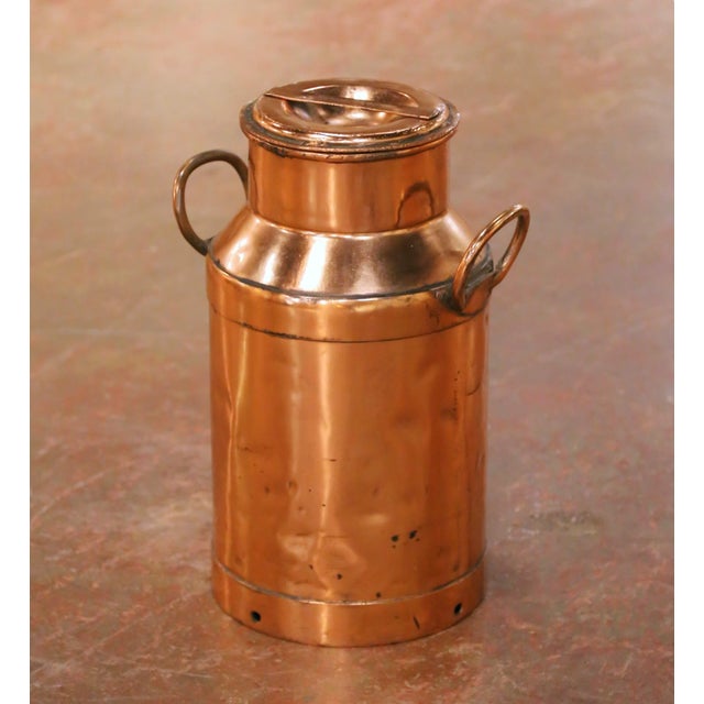 Late 19th Century 19th Century French Polished Copper Milk Can With Lid and Handles For Sale - Image 5 of 9