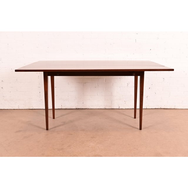 Founders Furniture Company Jack Cartwright for Founders Mid-Century Modern Walnut Drop-Leaf Harvest Dining Table, Newly Refinished For Sale - Image 4 of 14