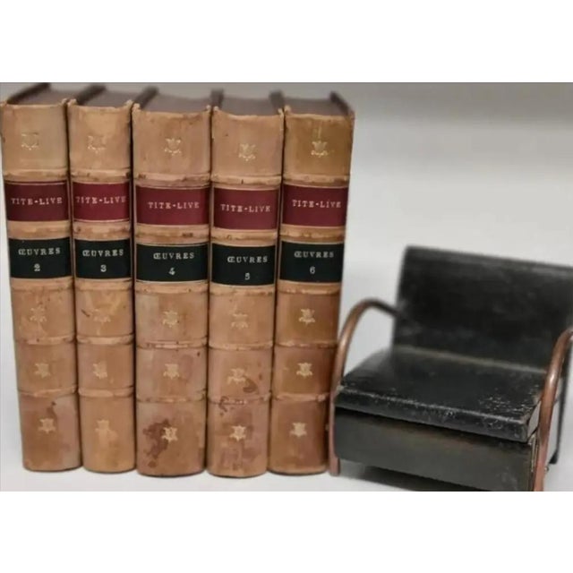 Circa 1818 Antiquarian French Leather Books- Set of 5 For Sale - Image 11 of 12
