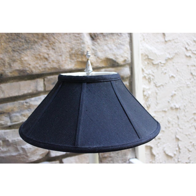 Silver Frederick Cooper Table Lamp Silver Black Shade Vintage Leaf Motif For Sale - Image 8 of 15
